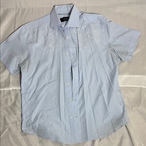 J Campbell Light Blue Embroidered Casual Shirt
